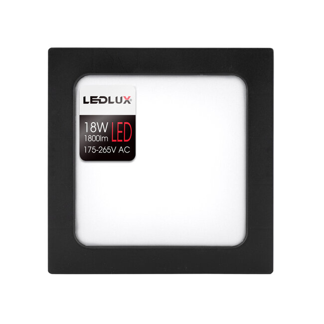 Panel LED natynkowy 18W NW czarny 17,5x17,5cm Plafon lampa sufitowa kwadrat LEDLUX