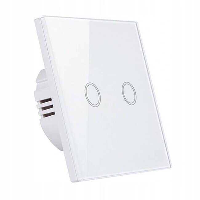 Włącznik Szklany Dotykowy LED Podwójny Biały LEDLUX