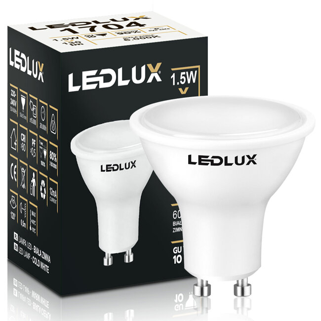 Żarówka LED GU10 1,5W = 20W 130lm 6000K LEDLUX