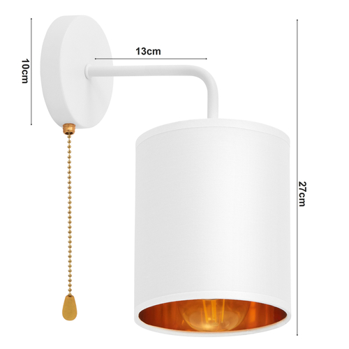 Kinkiet Lampa Ścienna LX- 1387 Biała  z włącznikiem 1x E27 LEDLUX