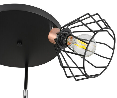 Lampa Sufitowa LX- 1023 Czarna + Miedź 3x E27 LEDLUX