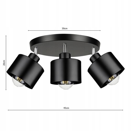 Lampa Sufitowa LX- 1040 Czarna 3x E27 LEDLUX