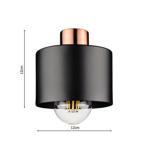 Lampa Sufitowa LX-1130 Czarna + Miedź 2x E27 LEDLUX