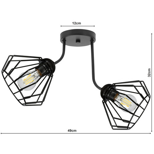 Lampa Sufitowa LX- 1296Druciak  Czarna 2x E27 LEDLUX