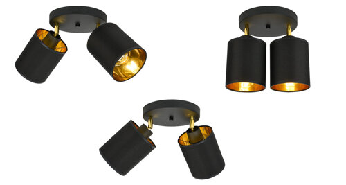 Lampa Sufitowa LX- 1377 Czarna + Złoto 2x E27 LEDLUX