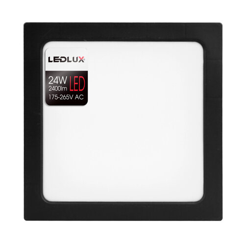 Panel LED natynkowy 24W NW czarny 22,5x22,5cm Plafon lampa sufitowa kwadrat LEDLUX
