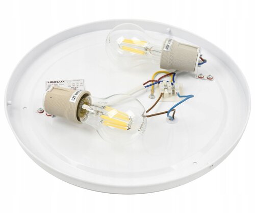 Zestaw Plafon Lampa Sufitowa LX- 923 Biały- Srebrny + 2x Żarowka LED E27 A60 10W=100W 1000lm 6000K LEDLUX